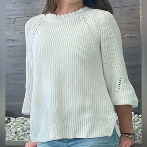 Elegant White Knit Sweater Liz Claiborne